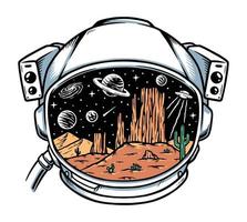 woestijn in astronautenhelm illustratie vector