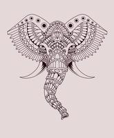 illustratie vector olifant hoofd met mandala-stijl