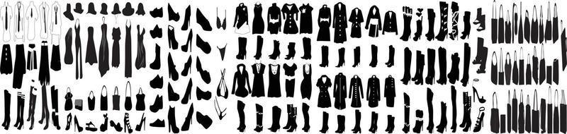 collectie dameskleding. mode, winkelen vectorillustratie, mode-elementen voor vrouwen