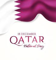qatar nationale feestdag met oriëntatiepunt en vlag in Arabische vertaling, qatar nationale dag 18 december. vector illustratie