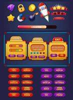 game ui-menupop-ups met knoppen en game-items vector