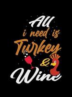 happy thanksgiving design, typografie belettering offerte thanksgiving t-shirt design. vector