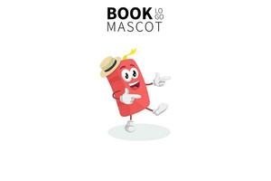 cartoon boek mascotte, vector illustratie van een schattige rode boek karakter mascotte