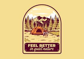 camping in natuur. wijnoogst buitenshuis illustratie ontwerp vector