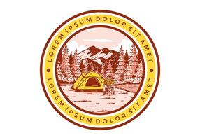 camping in natuur. wijnoogst buitenshuis illustratie ontwerp vector