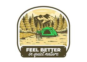 camping in natuur. wijnoogst buitenshuis illustratie ontwerp vector