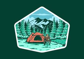 camping in natuur. wijnoogst buitenshuis illustratie ontwerp vector