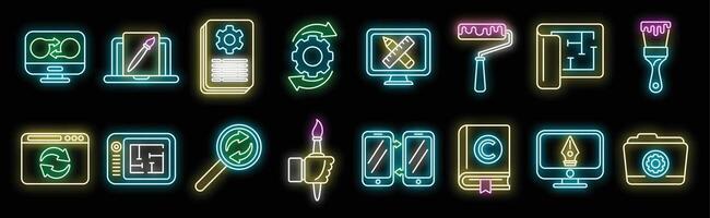 herontwerp pictogrammen instellen vector neon