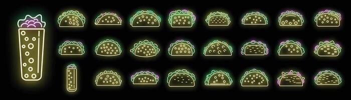 taco's pictogrammen instellen vector neon