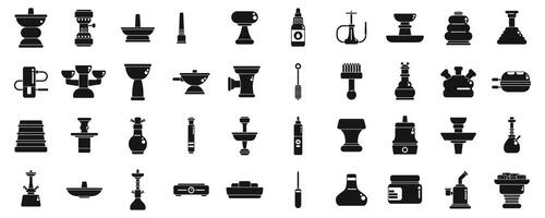 hookah accessoires pictogrammen reeks gemakkelijk vector. rook vlam winkel vector