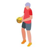 sport opleiding buitenshuis icoon isometrische vector. senior Speel basketbal vector