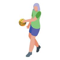 vrije tijd volwassen avatar icoon isometrische vector. vrouw basketbal speler vector