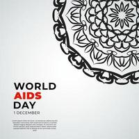 1 december wereld aids dag banner of kaartsjabloon en achtergrond met mandala vector