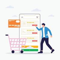 online boodschappen doen kaart vlak illustratie vector