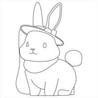 single lijn doorlopend tekening van schattig konijn en concept Pasen konijn schets vector illustratie