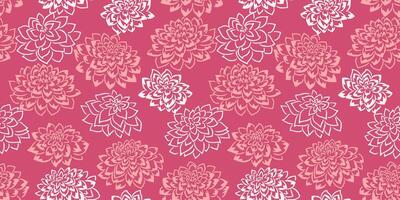 gemakkelijk abstract meetkundig bloemen naadloos patroon. creatief vormen bloemen heet roze afdrukken. vector hand- getrokken schetsen. sjabloon voor ontwerpen, textiel, oppervlakte ontwerp, kleding stof