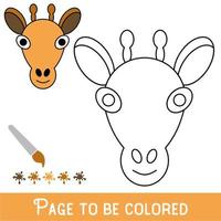 grappig girafgezicht om in te kleuren, het kleurboek voor kleuters met eenvoudig educatief spelniveau. vector