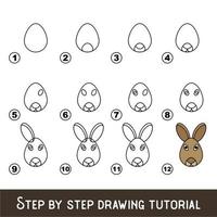kinderspel om tekenvaardigheid te ontwikkelen met eenvoudig spelniveau voor kleuters, educatieve tutorial tekenen voor konijnengezicht. vector