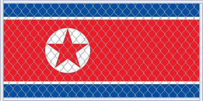 vector illustratie van noorden Korea vlag onder de rooster. concept van isolationisme.