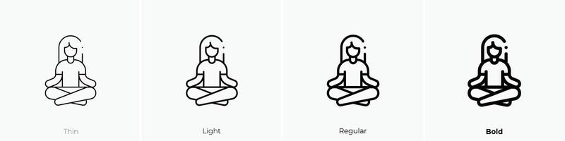 meditatie icoon. dun, licht, regelmatig en stoutmoedig stijl ontwerp geïsoleerd Aan wit achtergrond vector