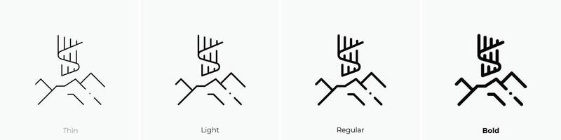 noordelijk lichten icoon. dun, licht, regelmatig en stoutmoedig stijl ontwerp geïsoleerd Aan wit achtergrond vector