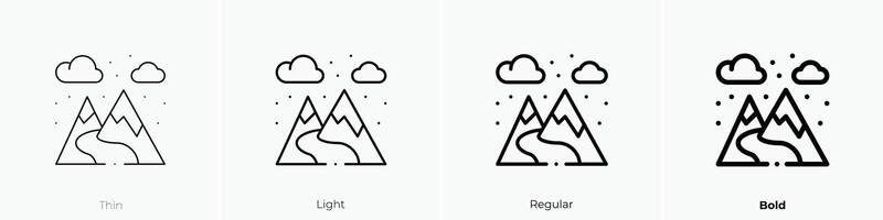 berg icoon. dun, licht, regelmatig en stoutmoedig stijl ontwerp geïsoleerd Aan wit achtergrond vector