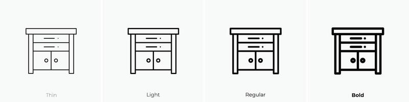 nachtkastje 5 icoon. dun, licht, regelmatig en stoutmoedig stijl ontwerp geïsoleerd Aan wit achtergrond vector