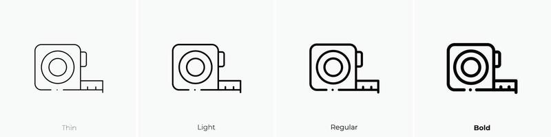 meten plakband icoon. dun, licht, regelmatig en stoutmoedig stijl ontwerp geïsoleerd Aan wit achtergrond vector