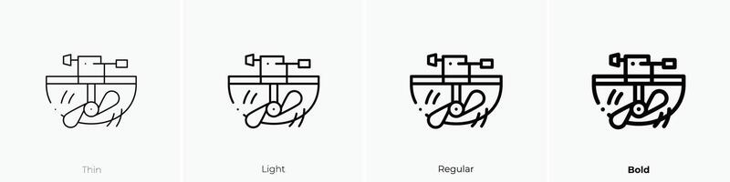 motorboot icoon. dun, licht, regelmatig en stoutmoedig stijl ontwerp geïsoleerd Aan wit achtergrond vector