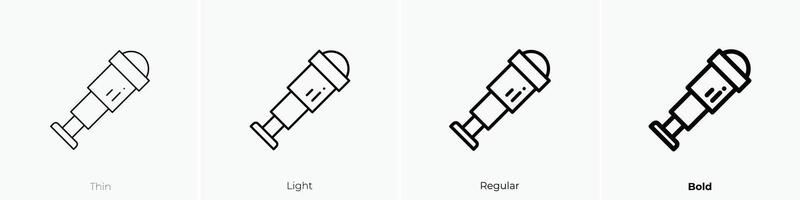 monoculair icoon. dun, licht, regelmatig en stoutmoedig stijl ontwerp geïsoleerd Aan wit achtergrond vector