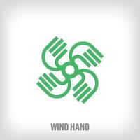 wind ventilator teken logo ontwerp logo van creatief handen en vingers. hernieuwbaar sociaal energie vector. vector