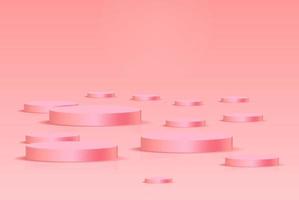 achtergrond vector 3D roze render met podium roze 3d en minimale roze muur scène, minimale podium roze achtergrond 3D-rendering abstract podium grijs. podium render voor product op witte podium studio