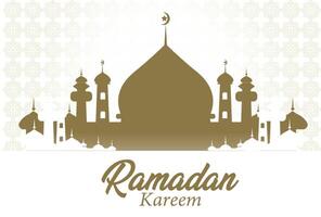 vector Ramadan kareem viering met muggen silhouet een patroon en ornament Arabisch goud wit helling achtergrond