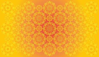 vector helling licht zon goud kleuren achtergrond met een patroon van mandala Arabisch schoonschrift meetkundig Islamitisch ornament decor kader eid Ramadan