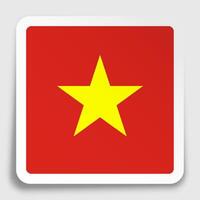 Vietnam vlag icoon Aan papier plein sticker met schaduw. knop voor mobiel toepassing of web. vector