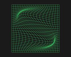 vervormd cyber rooster. cyberpunk geometrie element y2k stijl. geïsoleerd groen maas Aan zwart achtergrond. vector mode illustratie.
