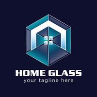 huis glas logo sjabloon, huis glas logo elementen vector