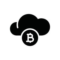 bitcoin cloud glyph-pictogram vector