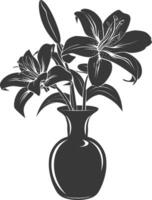 ai gegenereerd silhouet lelie bloem in de vaas zwart kleur enkel en alleen vector