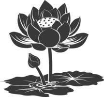 ai gegenereerd silhouet lotus bloem in de water zwart kleur enkel en alleen vector