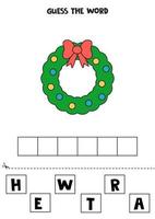 spelling spel voor kinderen. kerst krans. vector