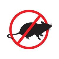 rat muis, geen rat geen muis silhouet symbool waarschuwingsbord in een rode cirkel. vectorteken voor insecticiden geïsoleerd op een witte achtergrond voor visueel ontwerp van brochures, banners, desinfectie van bedrijven vector