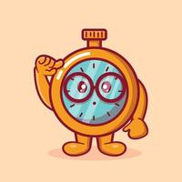 geniale stopwatch mascotte geïsoleerde cartoon in vlakke stijl vector