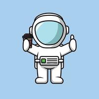 schattige astronaut met koffiekopje illustratie vector