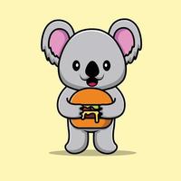 schattige koala met hamburgerillustratie vector