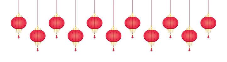 hangende Chinese lantaarns banier grens, maan- nieuw jaar en midden herfst festival decoratie grafisch vector