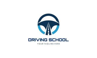 het rijden school- logo sjabloon. stuurinrichting wiel logo vector