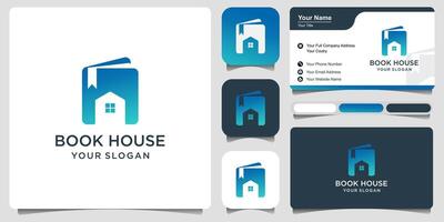 boek huis met bedrijf kaart logo sjabloon ontwerp vector, embleem, ontwerp concept, creatief symbool, icoon vector