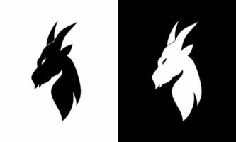 illustratie vector grafiek van zwart en wit gehoornd geit hoofd logo ontwerp sjabloon