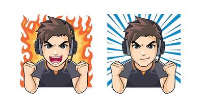 hype gamer emotie voor sticker, badges en wimpel vector illustratie